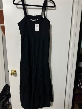 Black Tiered Maxi Dress with Wide Straps